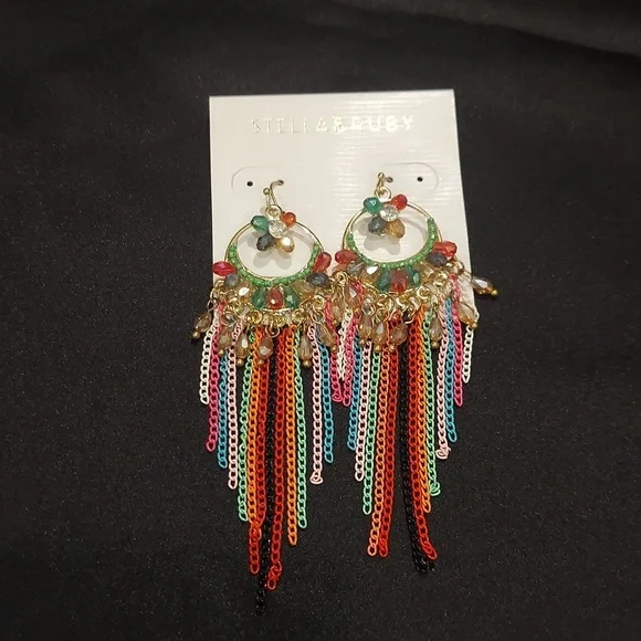 STELLA & RUBY CHANDELIER CHAIN EARRINGS - Picture 2 of 8